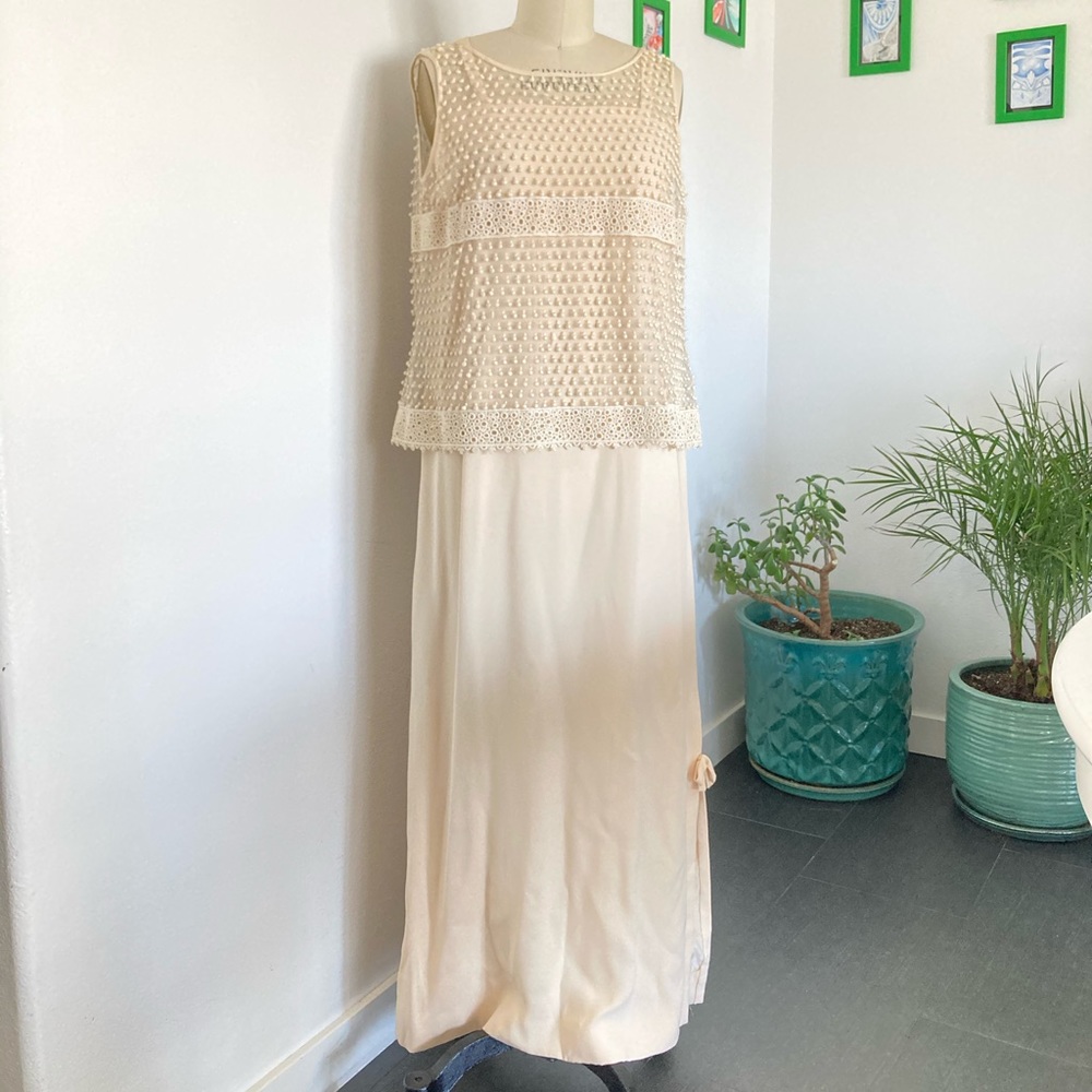 VINTAGE Evening Gown with Lace Top